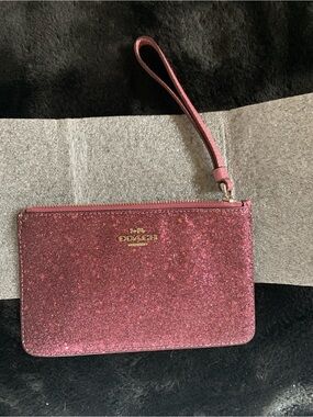 Coach Pink Glitter Wristlet Pouch